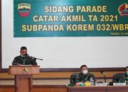 Danrem 032/Wbr Pimpin Sidang Parade Catar Akmil, 28 Catar Lolos Seleksi Tingkat Sub Panda