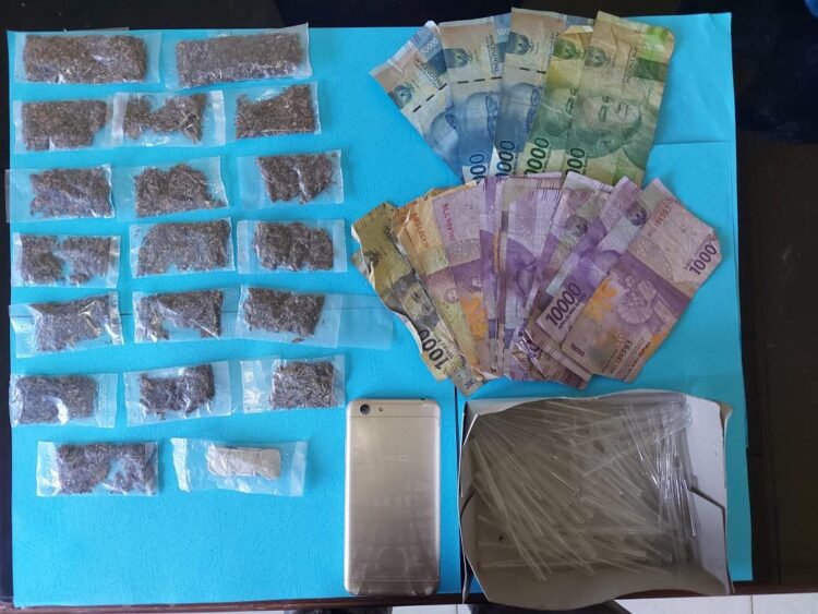 Seorang Pengedar Ditangkap di Pessel, Belasan paket Ganja Disita 1 Barang bukti ganja yang diamankan dari seorang lelaki di Pessel.