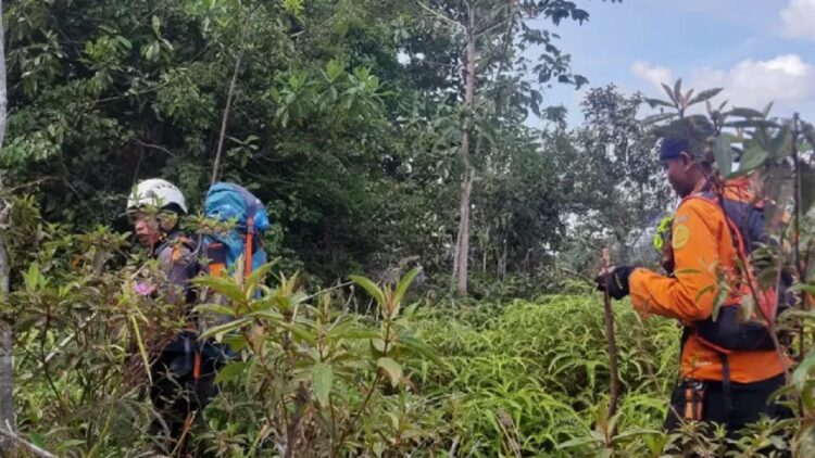 Basarnas Limapuluh Kota bersama dengan tim gabungan saat mencari korban Hasnadi (30) yang dinyatakan hilang saat ingin berziarah ke salah satu pusara keluarganya di Talang Maua, Kabupaten Limapuluh Kota. (Basarnas Limapuluh Kota)