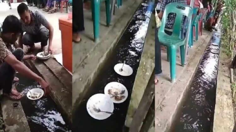 Waduh! Habis Makan di Hajatan Ini Cuci Piringnya di Selokan 1 Viral Cuci Piring Hajatan di Selokan (Instagram/makassar_info)