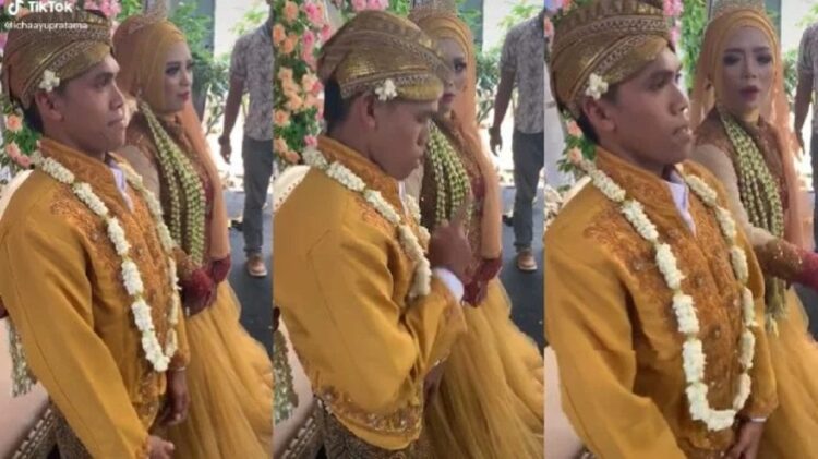 Marahin Suaminya di Atas Pelaminan, Aksi Wanita Ini Viral 1 Pengantin wanita memarahi suaminya di pelaminan (TikTok/ochaayank)