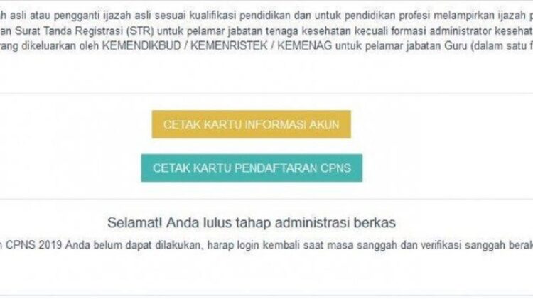 Tangkapan layar pengumuman seleksi administrasi CPNS dan PPPK. (AMC)