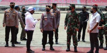 Panglima TNI, Kapolri dan Menpora Tinjau Kesiapan Stadion dan Arena Akuatik PON XX