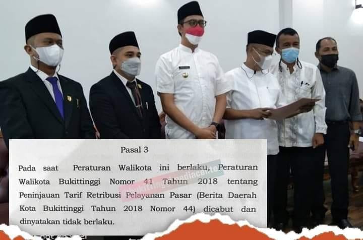 Perwako Bukittinggi 40-41/2018 yang Beratkan Pedagang Dicabut, ini Poin-Poinnya 1 Wali Kota Bukittinggi, Erman Safar, menepati janjinya semasa kampanye sebelum Pilkada 2020 untuk mencabut Perwako 40 dan 41 Tahun 2018.