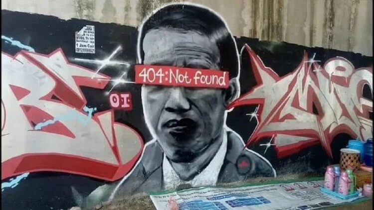 Foto: Mural 'Jokowi 404: Not Found' terpampang di dinding di Tangerang (net)