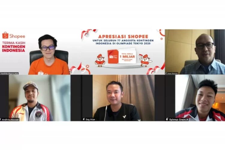 Shopee beri apresiasi untuk kontingen Indonesia sejumlah Rp1 miliar dan gratis ongkos kirim di platformnya sepanjang 2021. (ANTARA/Shopee)