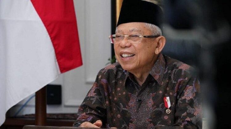 Wakil Presiden Ma'ruf Amin memberikan sambutan pada acara Festival Satu Muharram 1443 H Provinsi Sumatera Barat secara virtual, Selasa (10/8/2021). (Asdep KIP Setwapres)