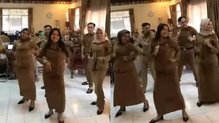 ASN berjoget TikTok saat jam kerja ini viral. (Instagram/indoviral8)