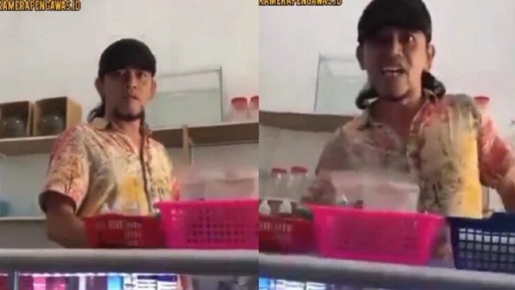 Aksi preman ini meludahi ibu-ibu penjual akuarium viral.(Instagram/kamerapengawas.id)