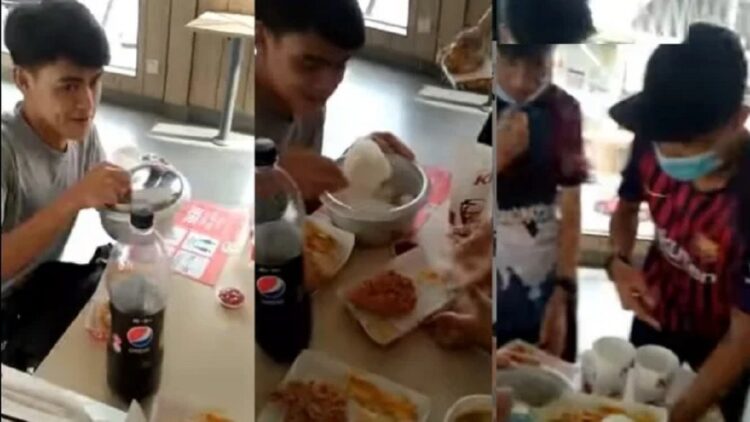 Waduh! Ke KFC Bukannya Pesan Nasi, Sekelompok Remaja Ini malah Bawa Panci Magic Jar 1 Aksi sekelompok remaja makan di KFC karena bawa bekal dari rumah ini viral. (Instagram/indoviral8)