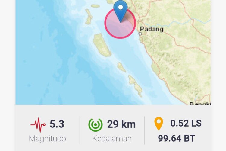 Gempa 5,3 SR guncang wilayah Sumbar. (net)