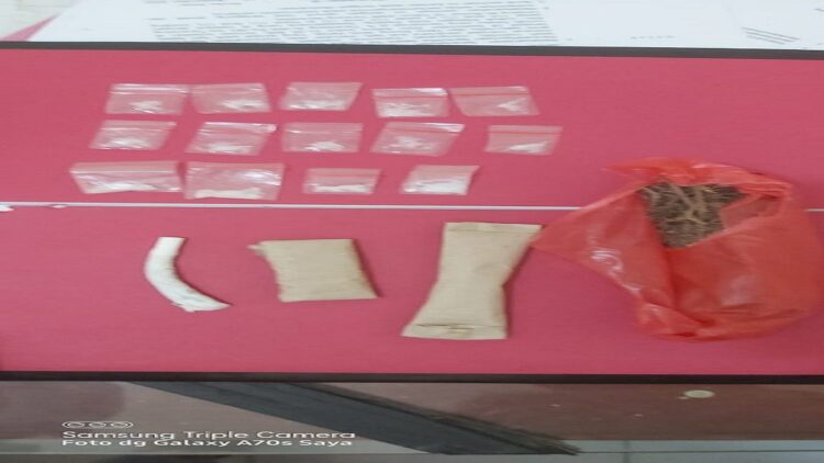 Barang bukti 9 paket sabu dan 3 paket ganja kering diamankan bersama pelaku. (IST)