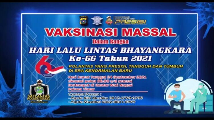 Meriahkan Hari Lalu Lintas, Besok Satlantas Polres Pessel Adakan Vaksinasi COVID-19 Massal 1 Satlantas Polres Pessel menggelar vaksinasi COVID-19 massal besok. (IST)
