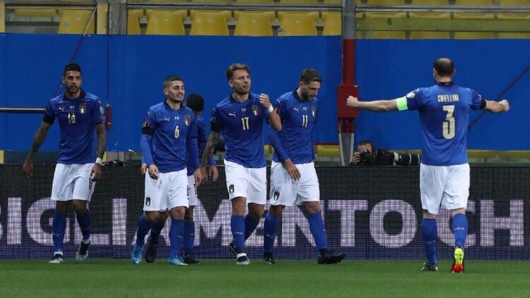 Timnas Italia Catatkan Rekor Undefeated dalam 37 Pertandingan Kualifikasi Piala Dunia 2022 1 Selebrasi pemain Timnas Italia.