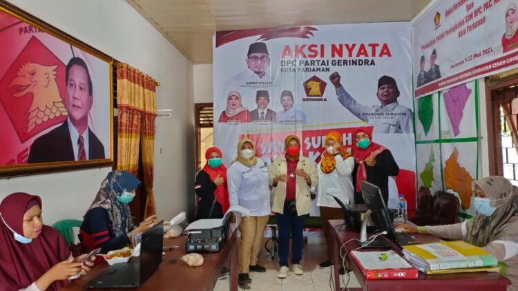 Persiapan vaksinasi di DPC Gerindra Pariaman.