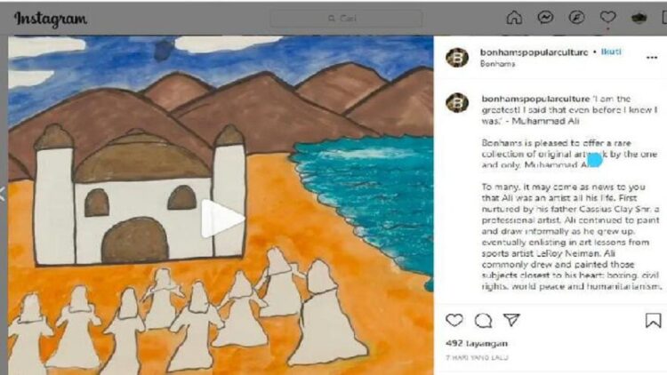 Lukisan petinju Muhammad Ali dilelang dengan total Rp14 miliar di balai lelang Bonhams di New York. (BONHAMS POPCULTURE)