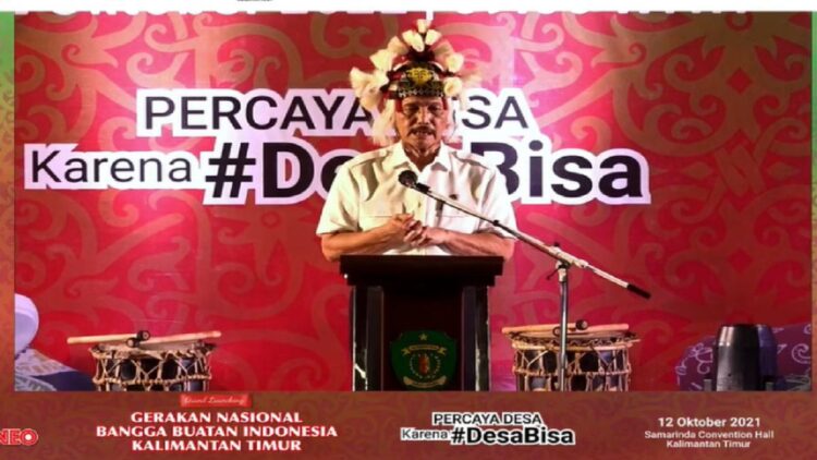 Tangkapan layar Menko Kemaritiman dan Investasi sekaligus Ketua Tim Gernas BBI Luhut BInsar Pandjaitan dalam Peresmian Gernas BBI Kaltim di Samarinda, Kaltim, Selasa (12/10/2021). (ANTARA/Youtube Kemendes PDTT)