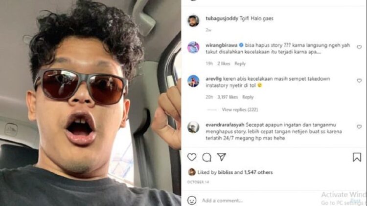 Diduga Ngebut sambil Main HP sebelum Kecelakaan, Polisi bakal Periksa Sopir Vanessa Angel 1 Tubagus Joddy, sosok yang diduga supir Vanessa Angel dan Bibi Ardiansyah (Instagram/@tubagusjoddy)
