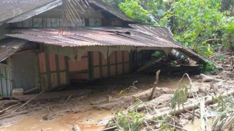 Satu Rumah Warga di Pasaman Barat Dihantam Longsor, Penghuni Selamat 1 Satu rumah warga milik Fauzi di Jorong Paraman Kecamatan Talamau Pasaman Barat dihantam longsor pada Kamis (11/11) dinihari. (Antara/PMI Pasaman Barat)