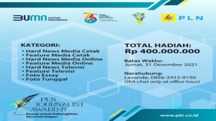 PLN Journalist Award berhadiah ratusan juta rupiah. (IST)