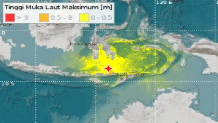 Gempa 7,5 SR Guncang NTT, BMKG Keluarkan Peringatan Dini Tsunami 1 Peta pusat gempa bumi dengan magnitudo 7,5 yang terjadi pada Selasa pukul 10.20 WIB. (ANTARA/HO BMKG)