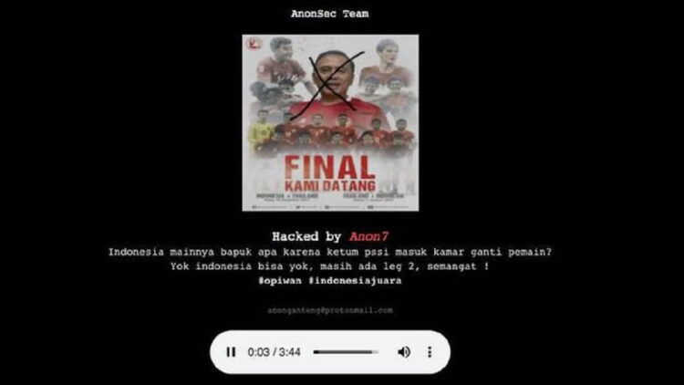 Situs PSSI diretas hacker. (tangkapan layar)