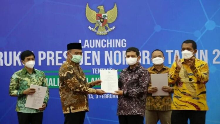 Perluas Cakupan Kepesertaan, BPJS Kesehatan Kolaborasi dengan 30 Kementerian 1 Seremonial peluncuran Perpres Nomor 1 Tahun 2022 di Jakarta 3 Februari 2022. (ANTARA/HO-BPJS Kesehatan)