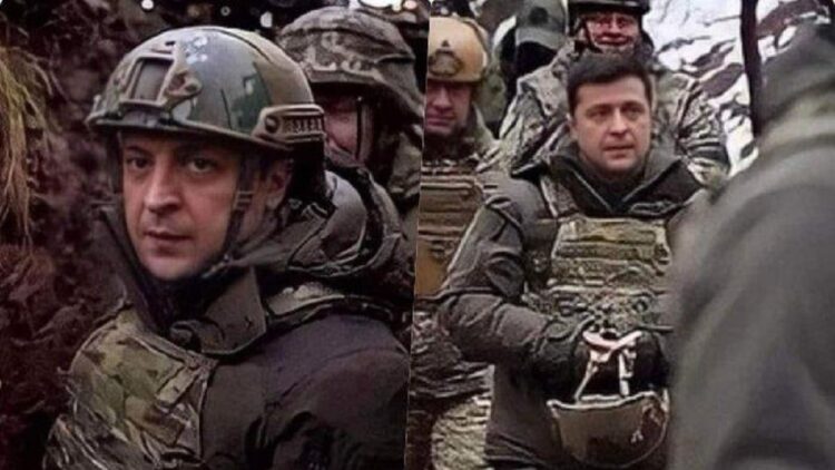 Tak Gentar, Presiden Ukraina Siap Bertempur Lawan Rusia 1 Presiden Ukraina Volodymyr Zelensky sudah berpakaian militer dan maju ke medan perang di Chernobyl memimpin pasukannya berperang dengan Rusia. (net)