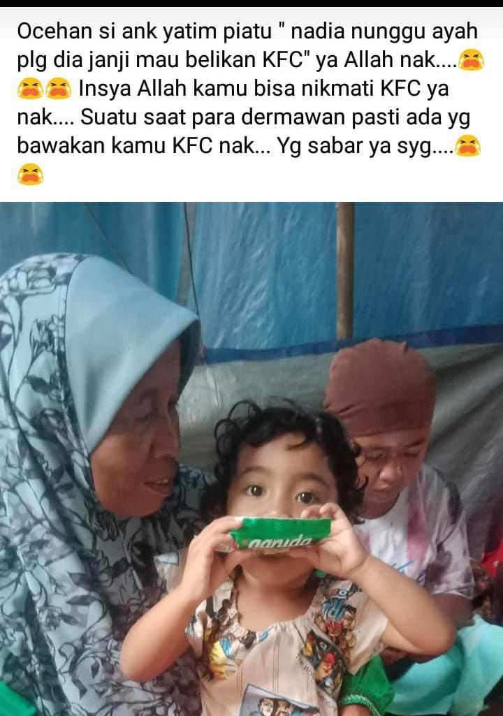 Nadia Menunggu KFC dari Sang Ayah yang Meninggal, Aksi Pria Ini Tuai Pujian 2 bocah nadia yang minta kfc