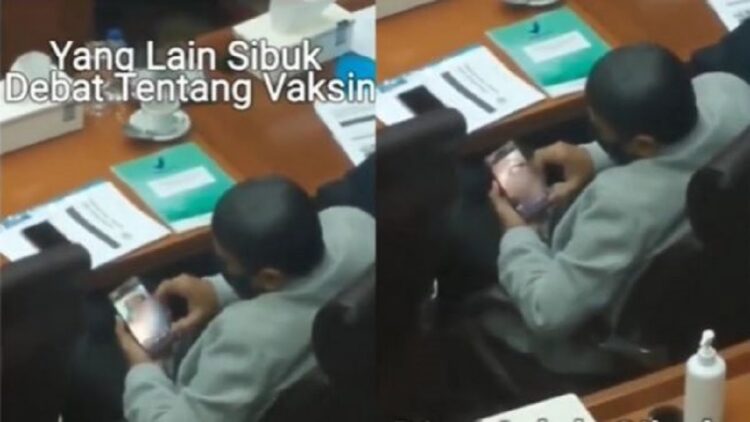 Anggota DPR yang diduga menonton video syur saat rapat vaksin. (Twitter)