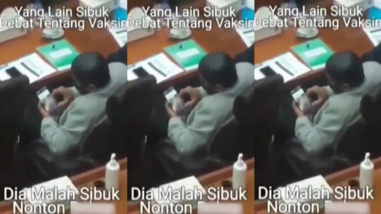 Duh! Orang Rapat, Anggota Dewan Ini malah Sibuk Nonton Video Porno 1 Anggota DPR Nonton Video Porno saat Rapat Vaksin. (Sumber : Instagram@lintas.patroli)