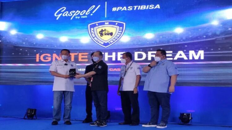 IMI meresmikan peluncuran aplikasi IMI Gaspol di IIMS Hybrid 2022 di JIExpo Kemayoran Jakarta, Sabtu (9/4/2022). (ANTARA/Arnidhya Nur Zhafira)