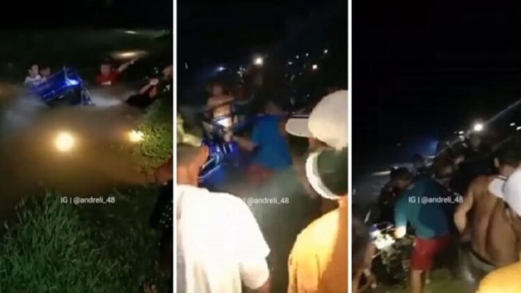 Bocah di Pemalang malah berakhir tenggelam saat takbir keliling pakai sepeda motor roda tiga dengan bak. (Instagram/@andreli_48)