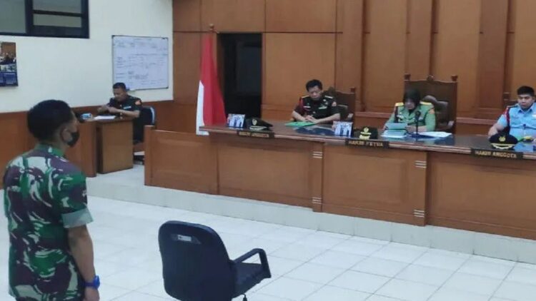 Suasana sidang pembacaan vonis terhadap terdakwa pembunuhan dua remaja sipil di Nagreg, Jawa Barat, Kolonel Infanteri Priyanto, di Pengadilan Militer Tinggi II Jakarta, Jakarta Timur, Selasa (7/6/2022). ANTARA/Tri Meilani Ameliya.