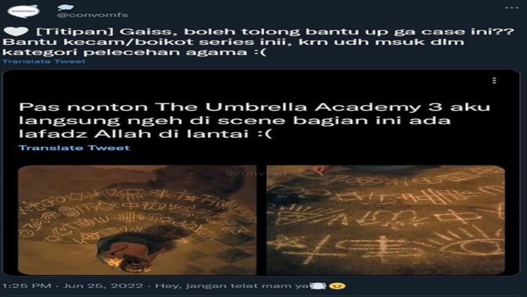 Lafaz Allah di The Umbrella Academy 3. (Foto: dokumen Twitter)