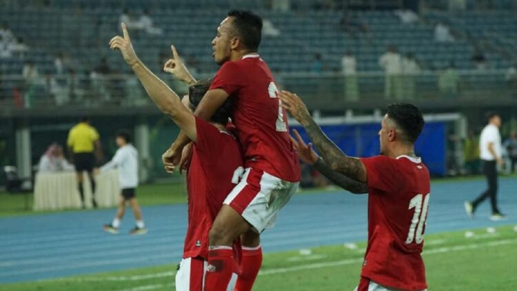 Usai Tekuk Kuwait 2-1, STY Sebut Laga Lawan Yordania dan Nepal Tentukan Nasib Indonesia di Piala Asia 2023 1 Pemain Indonesia melakukan selebrasi usai membobol gawang Kuwait. (net)