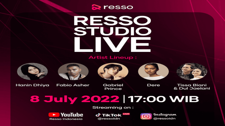 Resso Studio Live Tampilkan Lima Lagu Unggulan Artis Muda Berbakat, Catat Tanggalnya! 1 Lima artis muda berbakat ini akan tampil di acara Resso Studio Live yang ditayangkan melalui akun @RessoID di TikTok, YouTube, dan Instagram pada 8 Juli 2022. (IST)