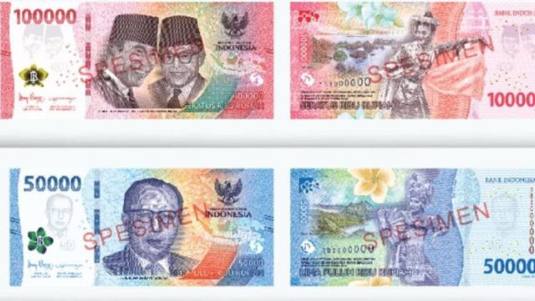 Bank Indonesia meluncurkan Uang Rupiah Kertas Tahun Emisi 2022. Nominal uang yang dikeluarkan dalam bentuk uang kertas pecahan Rp 100.000, Rp 50.000, Rp 20.000,Rp 10.000, Rp 5.000, Rp 2.000 dan Rp 1.000. (Sumber: bi.go.id)