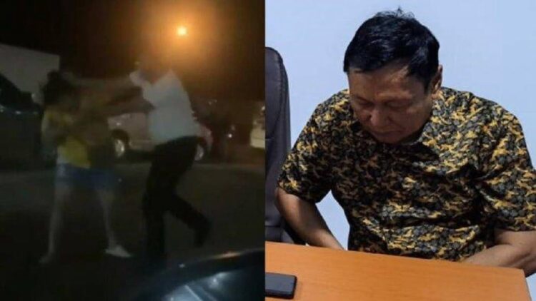 Aksi anggota DPRD Palembang ini viral usai memukul wanita saat hendak mengisi BBM di SPBU. (net)