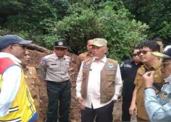 Material Longsor masih Tergantung di Tebing, Gubernur Minta Percepat Penanganan Sitinjau Lauik