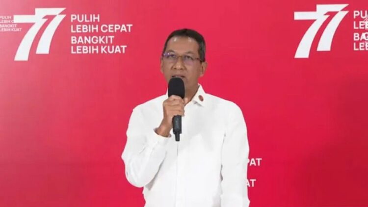 Tangkapan layar Kepala Sekretariat Presiden, Heru B Hartono, memberikan keterangan pers Bulan Kemerdekaan 2022 yang disaksikan secara virtual, Senin (1/8/2022) ANTARA/Mentari D Gayati