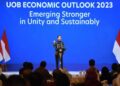 Pemulihan Ekonomi Indonesia Relatif Masih Kuat 6 Presiden Jokowi saat menyampaikan sambutan pada acara United Overseas Bank (UOB) Economic Outlook 2023 yang digelar di Hotel Indonesia Kempinski, Jakarta, pada Kamis (29/09/2022). (Foto: BPMI Setpres/Lukas)