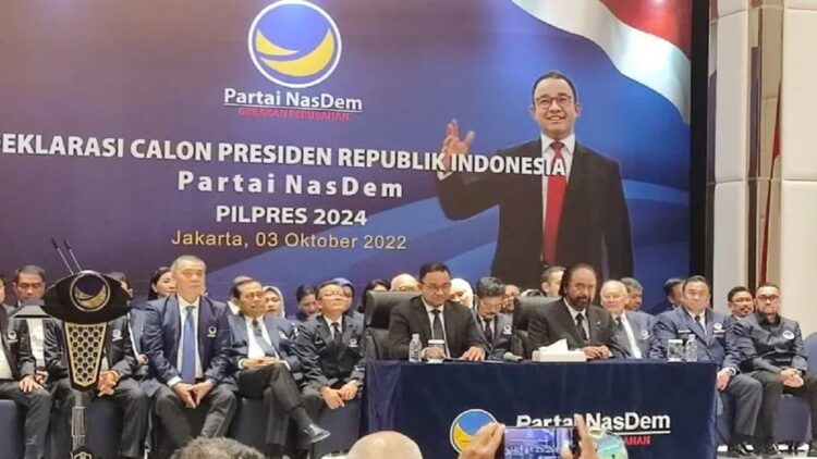 Anies Baswedan Diusung Partai NasDem sebagai Capres 2024 1 Ketua Umum DPP Partai NasDem Surya Paloh saat duduk bersama dengan Gubernur DKI Jakarta Anies Baswedan yang diusung sebagai capres di NasDem Tower, Jakarta, Senin (3/10/2022). ANTARA/Syaiful Hakim
