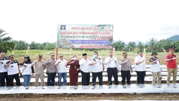 Dukung Ketahanan Pangan, Seluruh Penjara di Sumbar Tanam Cabai 1 Pencanangan gerakan menanam cabai di Lapas Terbuka Pasaman, Rabu (5/10). ANTARA/HO-KumhamSumbar