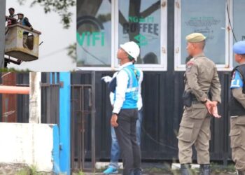 Satpol PP Padang putus aliran listrik ilegal di Pantai Padang