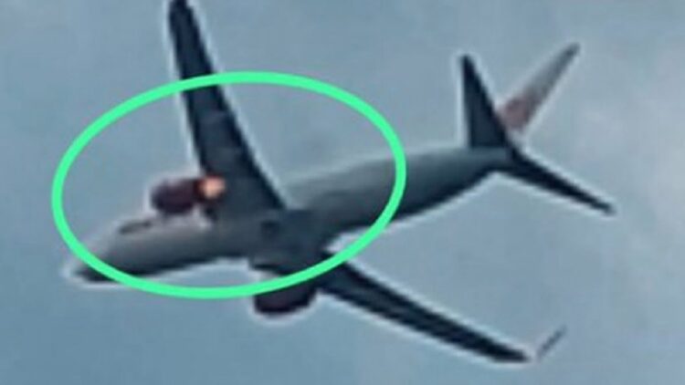 Beredar di media sosial mesin pesawat Lion Air JT330 terbakar. (Foto: Twitter @syrfaljbbr)