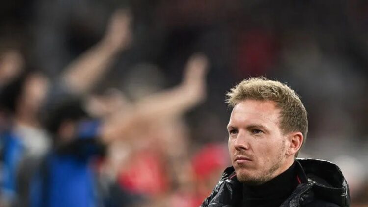Manajer Bayern Muenchen Julian Nagelsmann saat mendampingi timnya menghadapi Inter Milan dalam laga pemungkas Grup C Liga Champions di Stadion Allianz Arena, Muenchen, Jerman, Selasa (1/11/2022) waktu setempat. (ANTARA/AFP/Christof Stache)