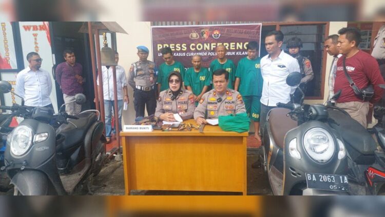 Polsek Lubukkilangan menangkap 4 komplotan curanmor. (Istimewa)