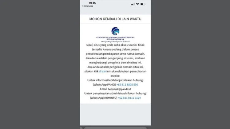 Tangkap layar pemberitahuan situs presiden.go.id mulai Rabu (23/11/2022) pukul 19.15 tidak bisa diakses. ANTARA/HO-CISSReC