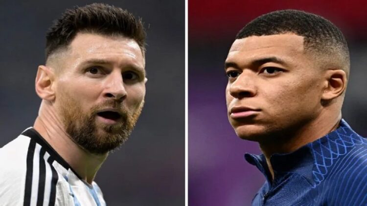 CEO Bandar Taruhan Tertua di Dunia Jagokan Prancis Menang Piala Dunia 1 Foto kombinasi Lionel Messi dan Kylian Mbappe menjelang final Piala Dunia 2022 antara Argentina dan Prancis pada 18 Desember 2022.(AFP/JUAN MABROMATA)